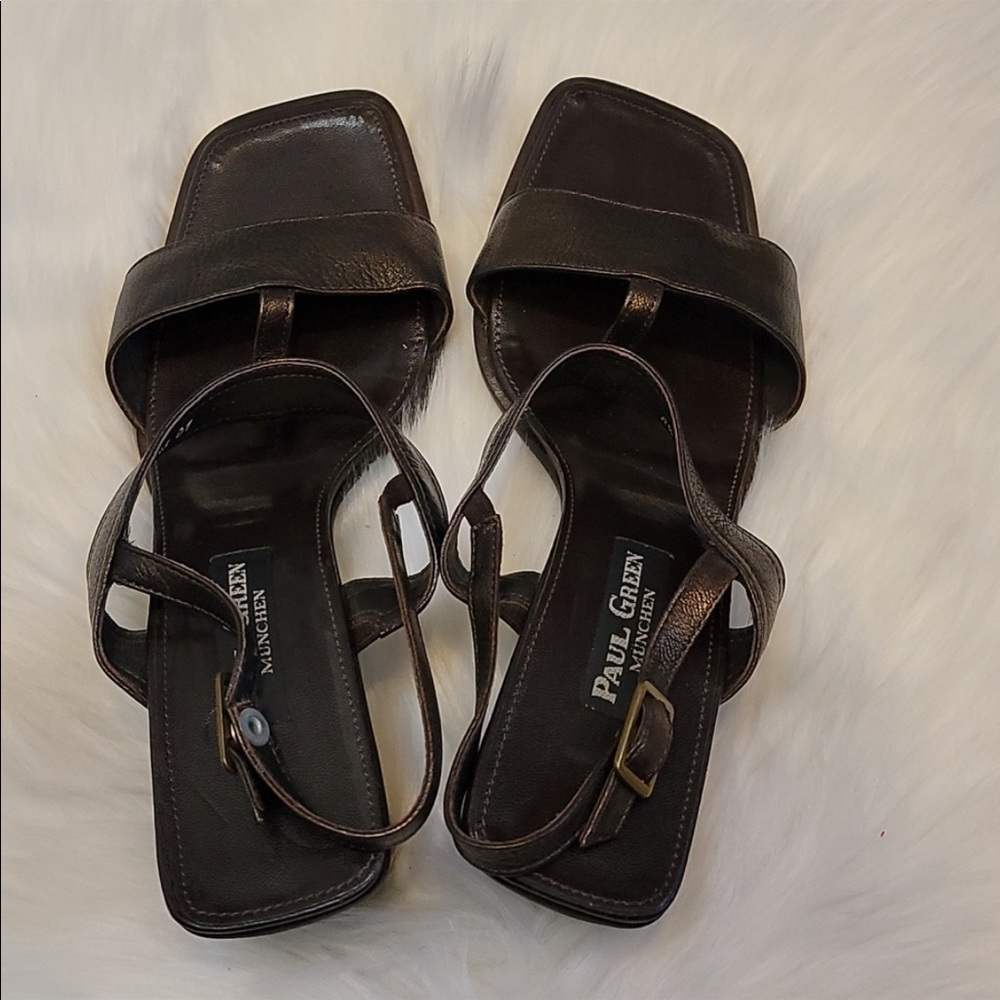 Paul Green Munchen Bronze Open Toe Block Heel